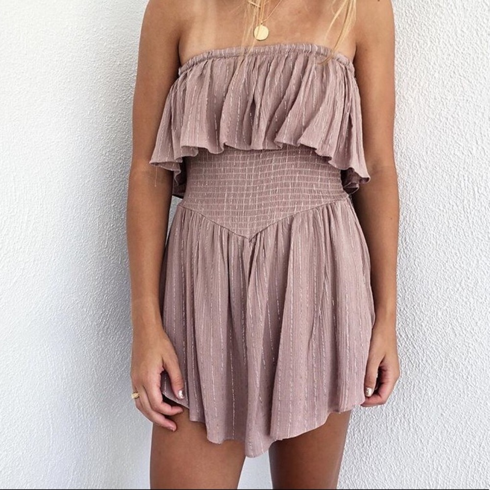 Mauve, silver romper/dress
